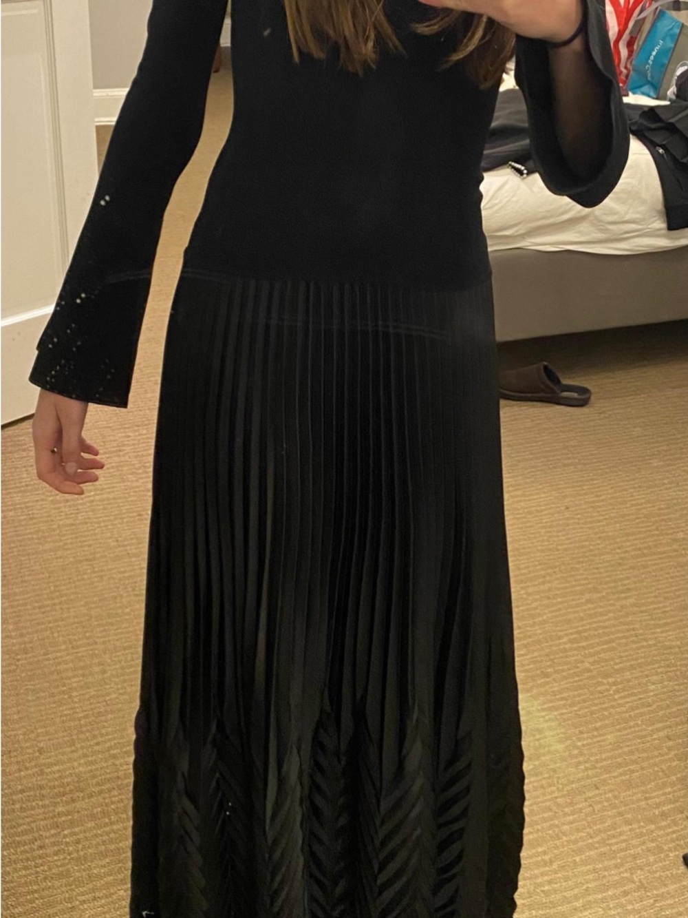 Jonathan Simkhai Black Pleated Maxi Dress